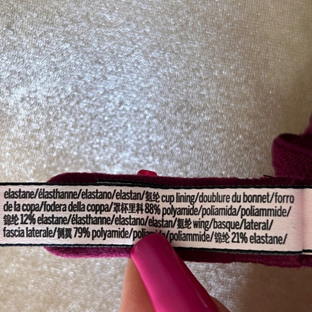 Victoria’s Secret Sexy Tee Unlined Demi Bra Velvet Lace Trim Size 32D - Picture 4 of 5